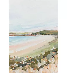 【玲廊滿藝】Ｍ-金黃沙灘與盛開繁花15.5x22.5cm