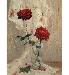 【玲廊滿藝】劉美伶-紅玫瑰31.5x41cm