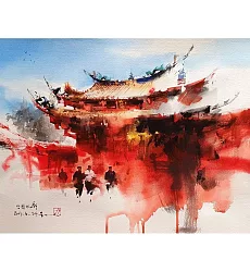 【玲廊滿藝】(阿力)余思瑩-台南孔廟39x54cm