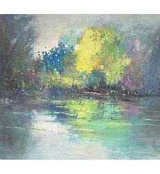 【玲廊滿藝】鄭素雲-10F油彩寫生，澄清湖濕地45.5x53cm