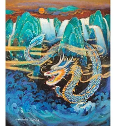 【玲廊滿藝】盧來全-祥龍獻瑞45x38cm
