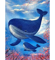 【玲廊滿藝】曾啟文-浪漫礦砂系列—櫻海遨遊40x30cm