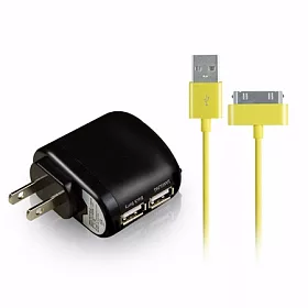 博客來 彩色iphone Ipad系列usb傳輸線 充電線 1m Aibo Ac電源轉usb 2port充電器 3100ma黃色線