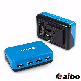 博客來 Aibo Ac 轉usb 4port 方塊充電器6000ma黑藍