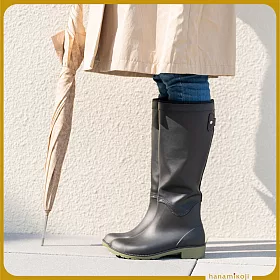 博客來 花見小路 雨靴日 女子長筒雨靴 雨天 都會感 Jp24 5 墨色