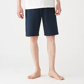 博客來 Muji無印良品 男有機棉混裏毛短褲s 深藍