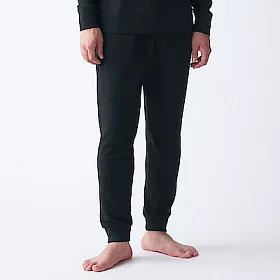 博客來 Muji無印良品 男有機棉混裏毛長褲l 黑色