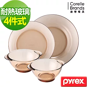 博客來 美國康寧pyrex 透明耐熱玻璃餐盤4件組 401