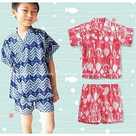 博客來 浴衣套裝短袖和服軟綿透氣側開綁帶上衣五分褲短褲浴衣睡衣睡褲家居100紅色