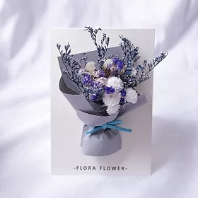 博客來 U Flora Flower 手作乾燥花卡片 七色可選 藍灰色