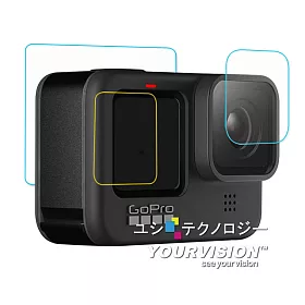 博客來 Gopro Hero9 相機鏡頭 前後 雙螢幕鋼化玻璃膜螢幕貼 3片裝