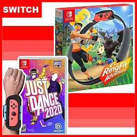 博客來 現貨供應 Ns 任天堂switch 健身環大冒險同捆組 Just Dance 舞力全開2020 中文版 手腕帶