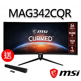 博客來 Msi微星optix Mag342cqr 34吋曲面電競螢幕 送mag Xa2821 Soundbar喇叭