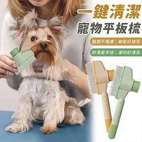 【EZlife】寵物一鍵清潔平板梳 綠色