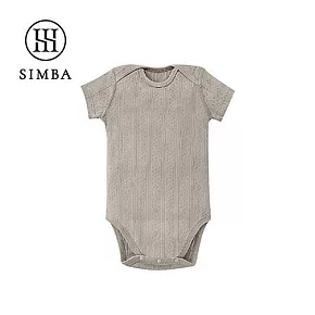 【小獅王辛巴】Air Upper 透氣棉圓領包屁衣80cm/90cm(短袖) 80cm-阜灰