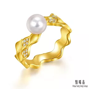 【點睛品】YuYu系列 典雅簡約 黃金珍珠鑽石戒指