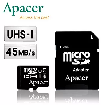 Apacer 宇瞻 32G MicroSDHC UHS-I Class10 記憶卡 45MB/s傳輸