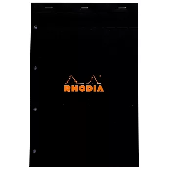 【Rhodia】Basics_N°20四孔上翻裝訂筆記本(方眼/白內頁)(黑)(21x31.8cm)