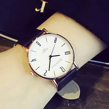 Watch-123 美學隨筆-致敬經典超薄設計情侶手錶 (4色任選)黑色x男
