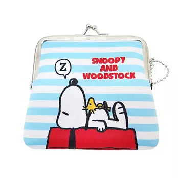 【日本進口正版】史努比 Snoopy 防震棉 中型 珠扣包/零錢包/卡片包/收納包 PEANUTS -睡覺款