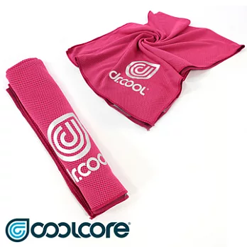COOLCORE Chill Sport涼感運動毛巾/城市綠洲 (涼感、降溫、運動戶外、高性能針織)桃紅