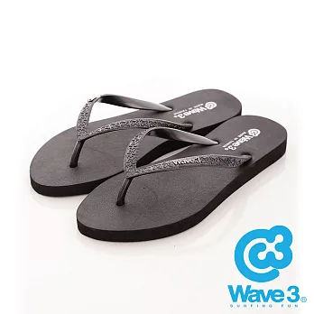 WAVE 3 (男) -無記名 簡單立體LOGO輕量防水人字夾腳拖鞋 -US9銀A