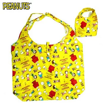 【日本進口正版】史努比 Snoopy 摺疊 購物袋/環保袋/手提袋 防潑水 PEANUTS -黃色款