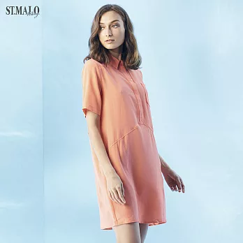 【ST.MALO】100%頂級天然蠶絲絲綢洋裝-1543WS-M淺粉橘