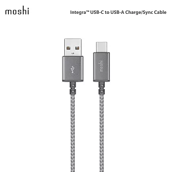Moshi Integra™ 強韌系列USB-C to USB-A 耐用充電/傳輸編織線鈦灰