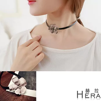 【Hera】赫拉 立體山茶花皮繩短款項鍊/鎖骨鍊(粉紅色)