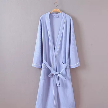 華夫格柔軟棉質睡袍-XL天空藍