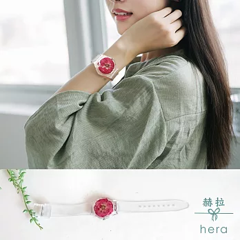 【Hera】赫拉 天然花朵押花手錶型手環-3色(紅色)