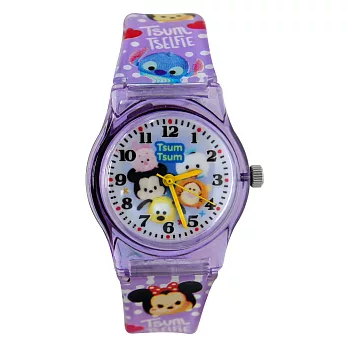 Disney 迪士尼 可愛Tsum Tsum系列歡樂角色矽膠錶-紫色