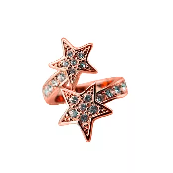 Wildfox Couture 美國品牌 TWIN STARS 甜美雙星星戒指 鑲鑽玫瑰金戒指