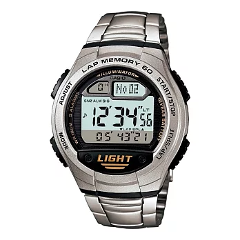 CASIO 最快速的資訊電報液晶簡易腕錶-不鏽鋼-W-734D-1A
