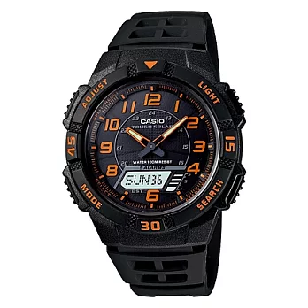 CASIO 無窮的網路脈絡液晶簡易時尚腕錶-橘-AQ-S800W-1B2