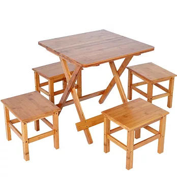 楠竹折疊桌1桌4椅ZZZ-90(M號)固定式方凳