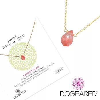 【Dogeared】美國品牌Healing Gem祈願誕生石K金項鍊~櫻桃粉水晶 16英吋