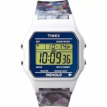 【TIMEX 】蘇活塗鴉復古方形電子腕錶 (白TXT2N379)