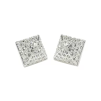 CC SKYE Pyramid Pave Stud Earrings 白鑽金字塔造型銀色耳環 附原廠禮物盒