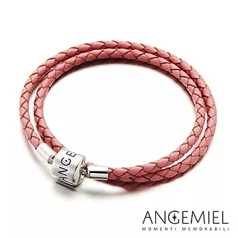 Angemiel安婕米 義大利珠飾 雙圈皮革手環(粉紅)19cm