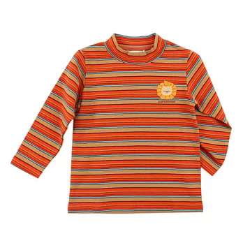 【愛的世界】SUPERMINI小獅子系列橫條紋立領套頭衫-台灣製-115橘色