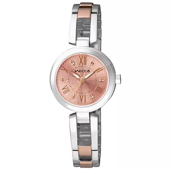 CITIZEN WICCA傾訴愛戀氣氛時尚腕錶-粉紅X雙色錶帶
