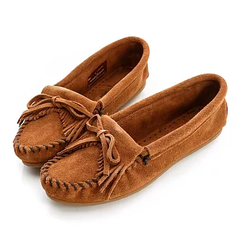 【Minnetonka】莫卡辛 棕色麂皮素面平底鞋 4027.5brown