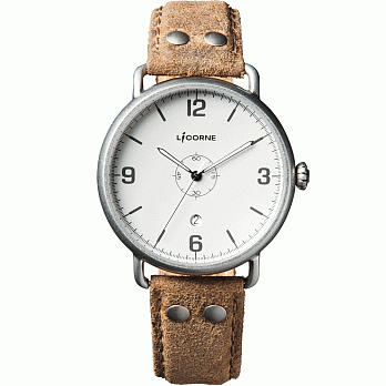 【LICORNE 力抗錶】 光陰系列仿舊設計手錶 (白/褐 LI058MWWD-W)