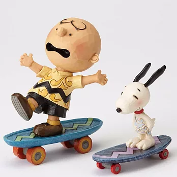 《Enesco精品雕塑》SNOOPY與查理布朗趣味滑板塑像-Skateboarding Buddies(Peanuts by Jim Shore)