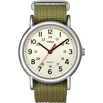 【TIMEX】天美時 Weekender 週末系列復古手錶 (米/綠 TXT2N651)