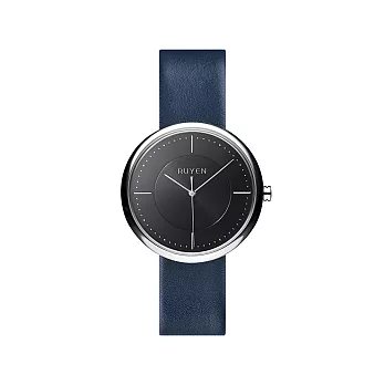 RUYEN 經典系列​手​錶 38mm 黑色錶面 深藍色皮錶帶
