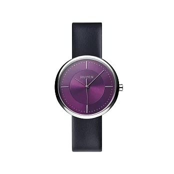 RUYEN 經典系列手​錶 38mm 紫色錶面 黑色皮錶帶