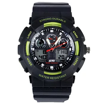 Watch-123 時刻美0909雙機芯多功能防震防水電子錶 (2色任選)綠色